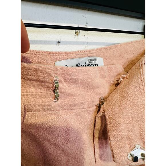 EN SAISON Dusty Pink Linen Style Front Zipper Macey Trousers Pants Size Small - Picture 9 of 16